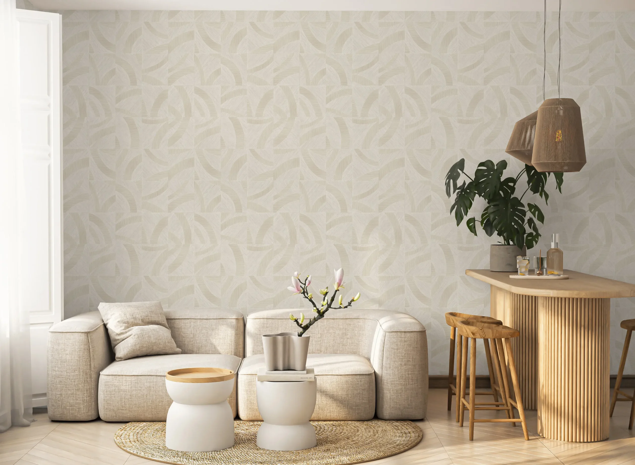 Beige Textured Wallpaper – Natural Elegance (24101-2)